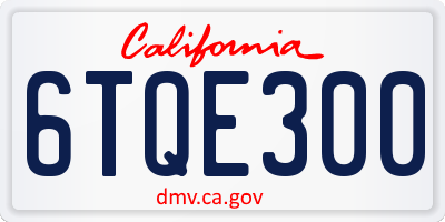 CA license plate 6TQE300