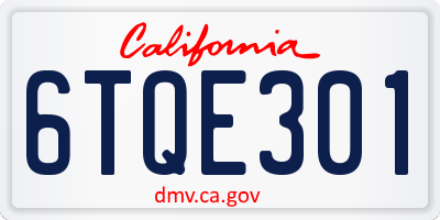 CA license plate 6TQE301