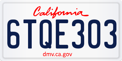 CA license plate 6TQE303