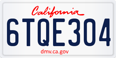 CA license plate 6TQE304