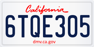 CA license plate 6TQE305