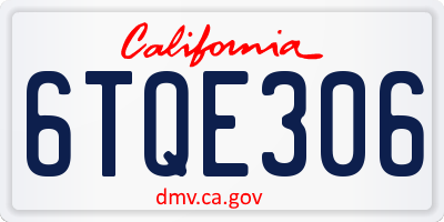 CA license plate 6TQE306