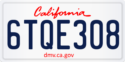 CA license plate 6TQE308
