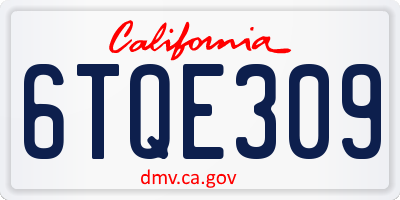 CA license plate 6TQE309