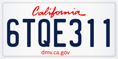 CA license plate 6TQE311