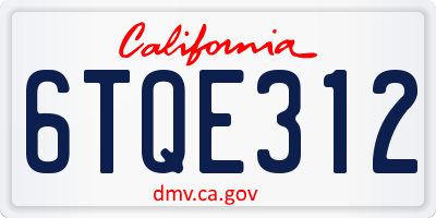 CA license plate 6TQE312