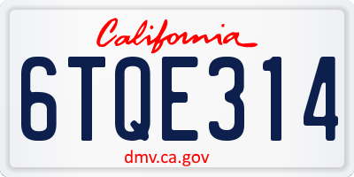 CA license plate 6TQE314