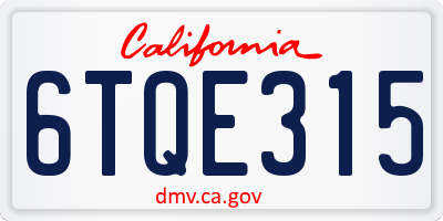 CA license plate 6TQE315