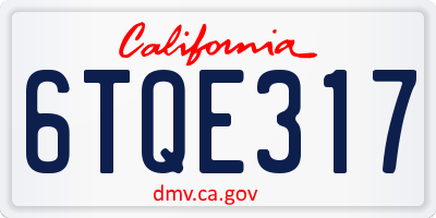 CA license plate 6TQE317