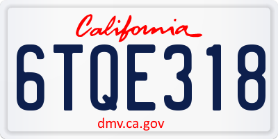 CA license plate 6TQE318