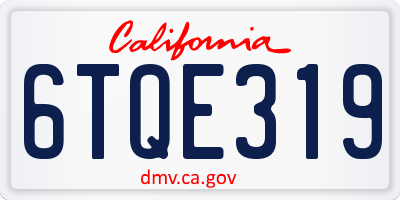 CA license plate 6TQE319