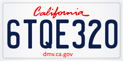 CA license plate 6TQE320