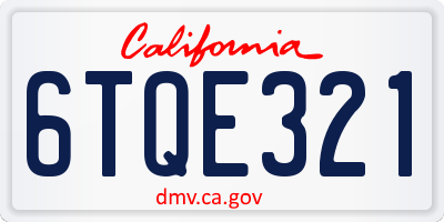 CA license plate 6TQE321