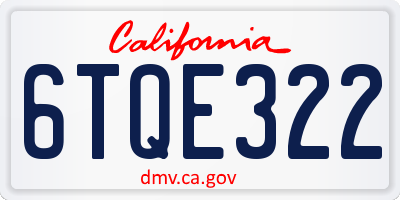 CA license plate 6TQE322