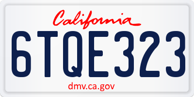 CA license plate 6TQE323