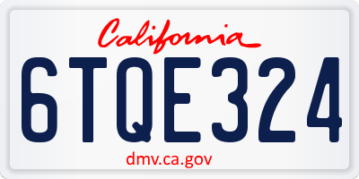 CA license plate 6TQE324