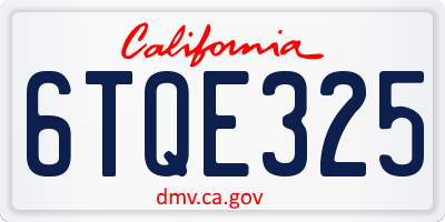 CA license plate 6TQE325