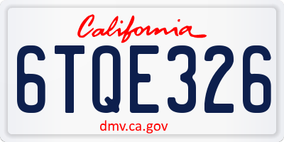 CA license plate 6TQE326