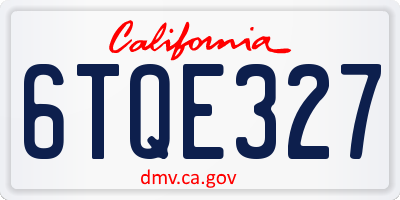 CA license plate 6TQE327