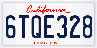 CA license plate 6TQE328