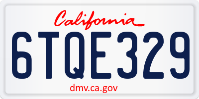 CA license plate 6TQE329