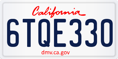 CA license plate 6TQE330