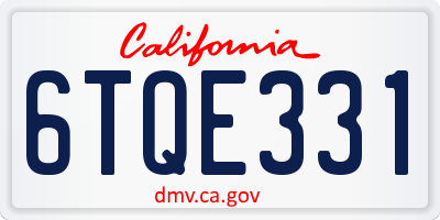 CA license plate 6TQE331