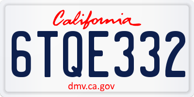 CA license plate 6TQE332