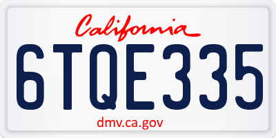 CA license plate 6TQE335