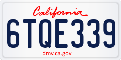 CA license plate 6TQE339