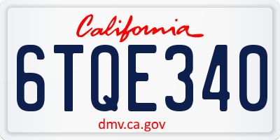 CA license plate 6TQE340