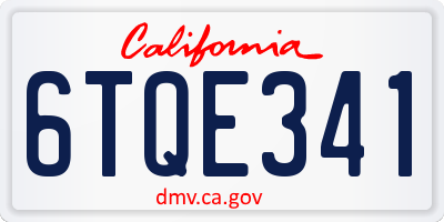 CA license plate 6TQE341