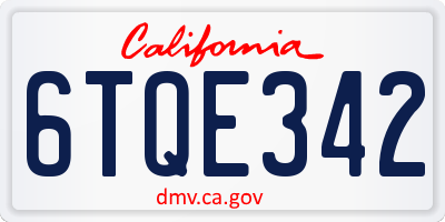 CA license plate 6TQE342