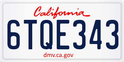 CA license plate 6TQE343