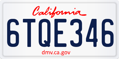 CA license plate 6TQE346