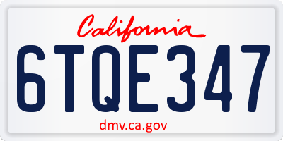 CA license plate 6TQE347