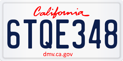 CA license plate 6TQE348