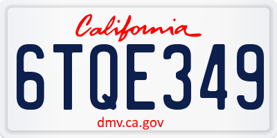 CA license plate 6TQE349