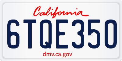 CA license plate 6TQE350