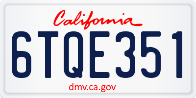CA license plate 6TQE351