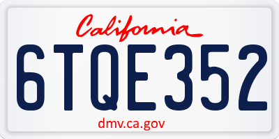 CA license plate 6TQE352
