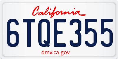 CA license plate 6TQE355