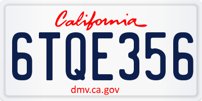 CA license plate 6TQE356