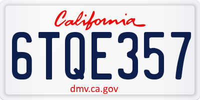 CA license plate 6TQE357