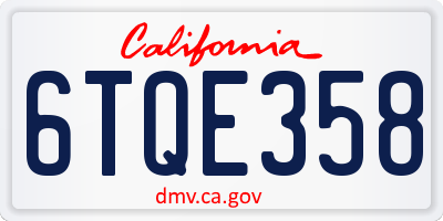 CA license plate 6TQE358