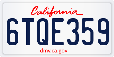 CA license plate 6TQE359