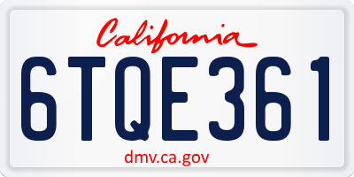 CA license plate 6TQE361