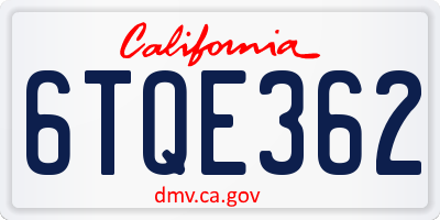 CA license plate 6TQE362