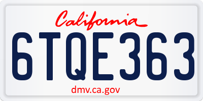 CA license plate 6TQE363