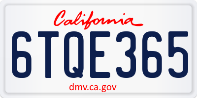 CA license plate 6TQE365